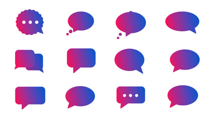 Collection of Gradient Speech Bubbles in Various Shapes and Styles.