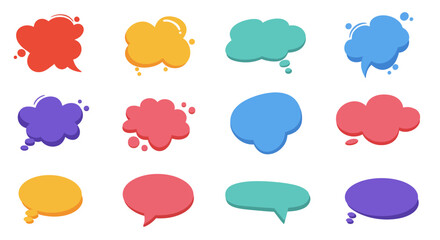 Colorful Cartoon Speech Bubbles Set for Communication and Design.