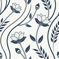 Seamless floral pattern background with flowers and leaves design