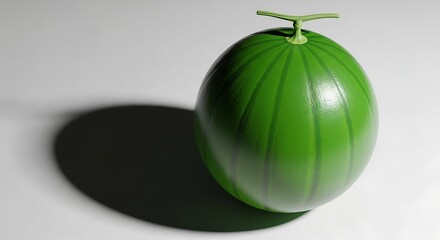 Green watermelon isolated on white background a tropical and refreshing fruit