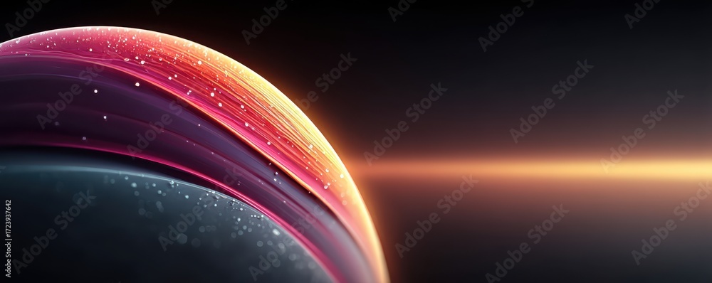 Wall mural abstract gradient sphere with glowing elements on a dark background