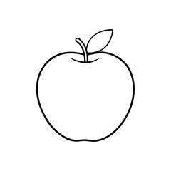 Outline drawing of a simple apple fruit on transparent background