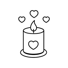 Candle with hearts floating around it lit on transparent background