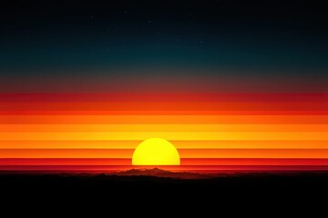 Obraz premium Vibrant sunset with gradient colors transitioning from orange to dark blue