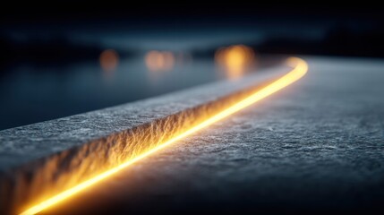 Fototapeta premium An abstract image of a glowing line illuminating a textured stone surface with depth.