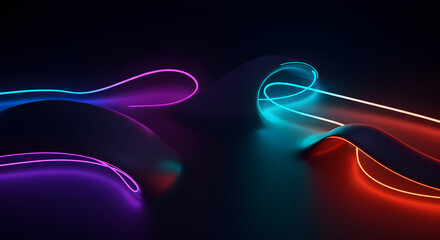 Stunning neon curves dance in a modern abstract design, perfect for technology branding and dynamic presentations, evoking innovation and vibrant energy