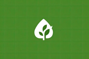 Simple white leaf logo on green background