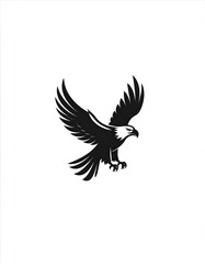 Black silhouette of a soaring eagle