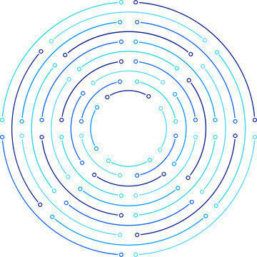 Blue Concentric Circuit Board Line Pattern Outline