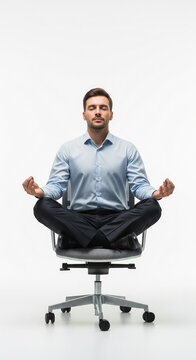 Businessman Meditating in Office Chair