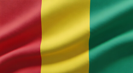 Fototapeta premium The flag of guinea waves gently, its vertical stripes of red, yellow, and green embodying the nations unity, progress, and hope for the future, a vibrant emblem of guinean identity