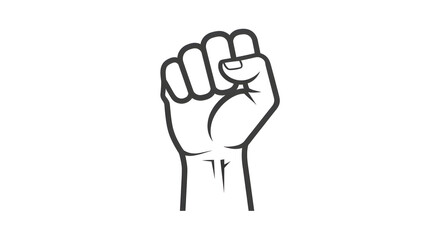 Raised Fist Graphic Black and White Clenched Hand Symbol