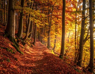 Fototapeta premium Autumnal forest path