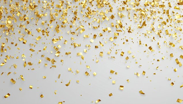 Gold confetti on a light gray background