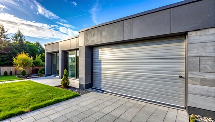 Modern home exterior with a garage