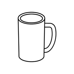 Outline drawing of white mug on transparent background