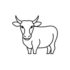 Simple outline drawing of cow on transparent background