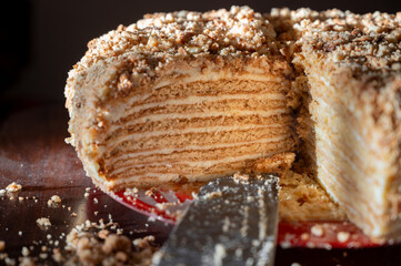 Sliced Layered Honey Cake Medovik