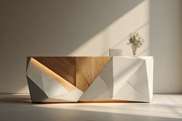 Modern reception desk in minimalist interior