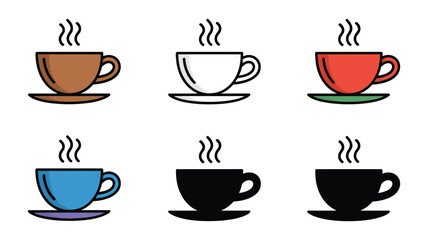 Fototapeta premium Vector art of set of coffee cup icons in various styles collection of different coffee cup icons for menu, logo, or other design