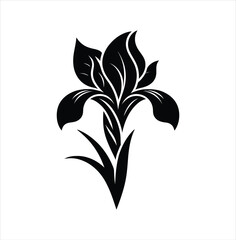 Elegant Iris Flower Silhouette Design with Graceful Petals and Leaves for Decoration and Creative Projects a Botanical Illustration