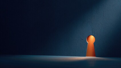 Keyhole in a dark wall, illuminated by a spotlight