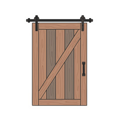 Barn door illustration in natural colors isolated on a white background