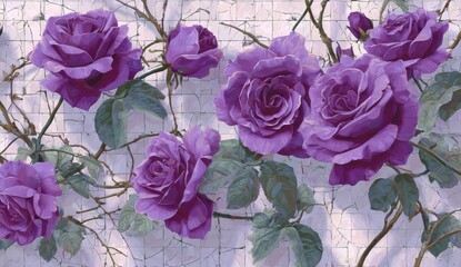 Purple Roses on Cracked Stone