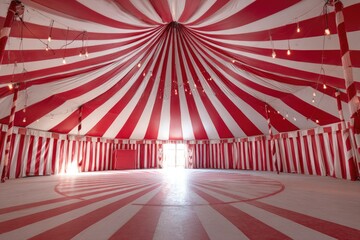 Red and white striped circus tent interior (1)