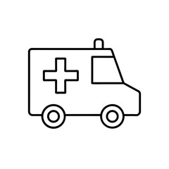 Outlined ambulance vehicle icon on transparent background