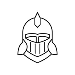 Fototapeta premium Outline drawing of knight helmet on transparent background