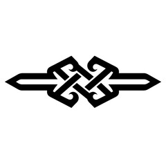 Fototapeta premium Intricate black knot design with two arrows on each side 