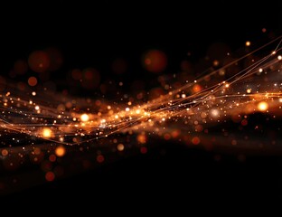 Obraz premium Abstract digital wave of orange particles