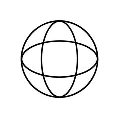 Outline of a spherical globe on transparent background