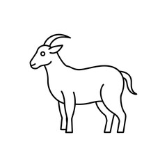 Outline drawing of a goat art on transparent background