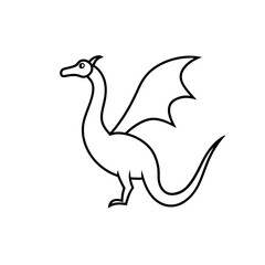 Outline drawing of a dragon on transparent background
