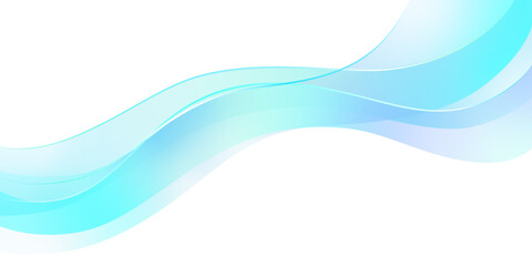 Abstract blue gradient blurred waves and lines on transparent background.