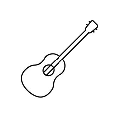 Outline drawing of a guitar on transparent background