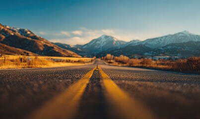 Mountain road at sunset
