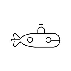 Simple submarine line drawing on transparent background