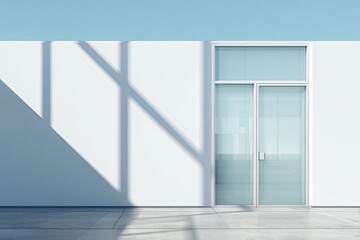 Modern minimalist exterior facade with shadows