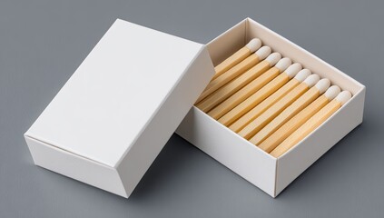 White matchbox with wooden matches