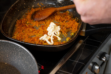 Carrot and Cream Sauté for Soup in Pan