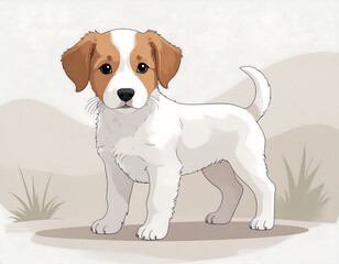 Cute puppy in a landscape