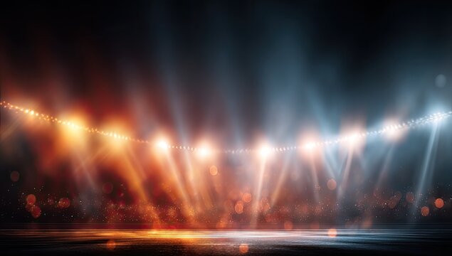 Dramatic stage lighting with warm and cool tones