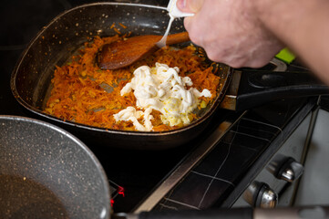 Carrot and Cream Sauté for Soup in Pan
