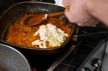 Carrot and Cream Sauté for Soup in Pan