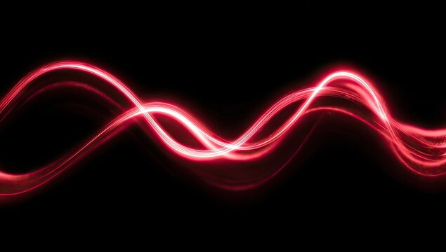 Abstract red light waves on black background - Powered by Adobe