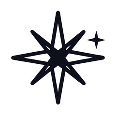 Black starburst with smaller star outline on transparent background