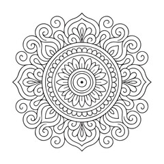 Beautiful mandala coloring page of medium level, ideal for meditative coloring, stress relief, mindfulness and creative relaxation. Great printable art for adults and teens to enjoy calm focus.
